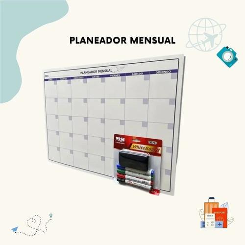 Pizarrón Planeador Mensual Doble Vista 60x45 Plumones Agenda