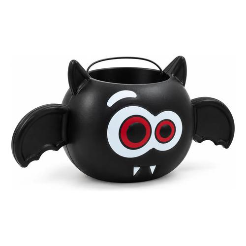 Cubo Dulcero de Murciélago para Halloween - Recipiente de Plástico con Alas y Asa para Dulces (Trick or Treat)