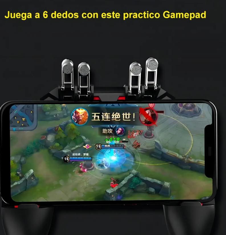 Control Mando Mecanico Android 4 Gatillos Pubg Freefire Color Negro Ele-Gate MUY UTIL PARA DIVERSOS JUEGOS