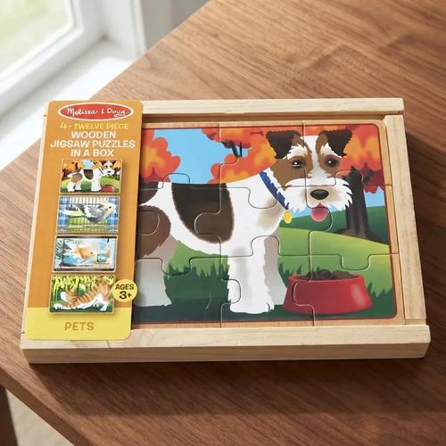 4 Rompecabezas De Mascotas Melissa & Doug De Madera 12 Pz