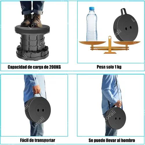 Banco Plegable Retráctil Telescópico Portátil Camping Taburete Circular Grande Plástico Porygon Antideslizante Con Correa Ajustable Soporta 180kg Taburete Ideal Para Fútbol, Picnic, Playa, Bbq, Pesca