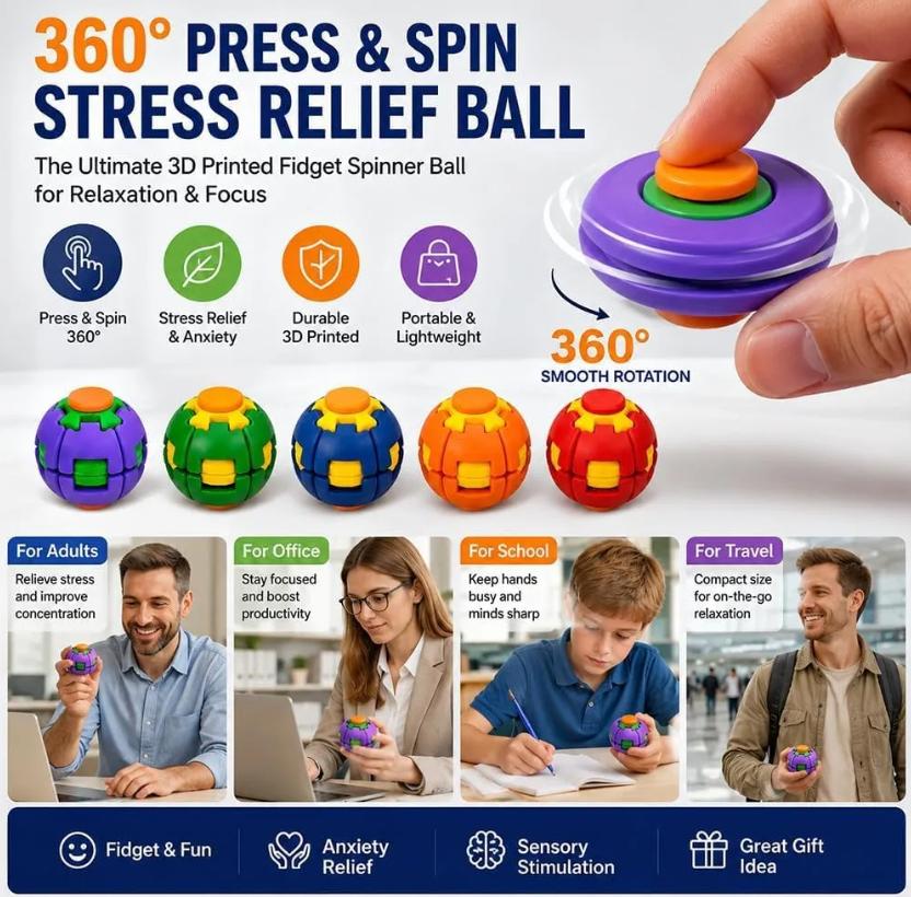 Pelota Antiestres Spinner Transformable Trompo Juguete Color Aleatorio