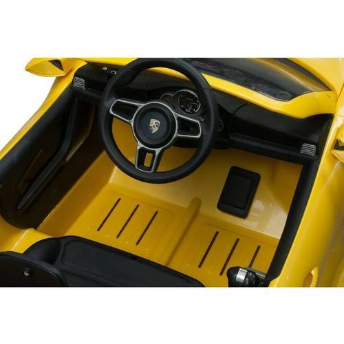 Carro Eléctrico Infantil Tipo Porsche 718 Spyder Amarillo con Control y MP3