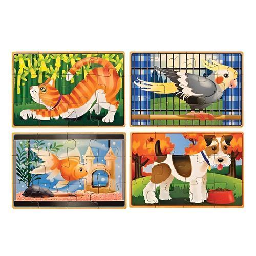 4 Rompecabezas De Mascotas Melissa & Doug De Madera 12 Pz