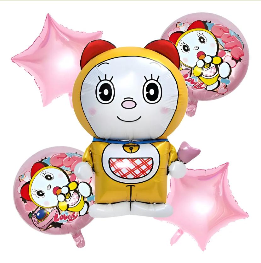 Set De 5 Globos Metalicos Dorami Doraemon Fiesta Decoracion