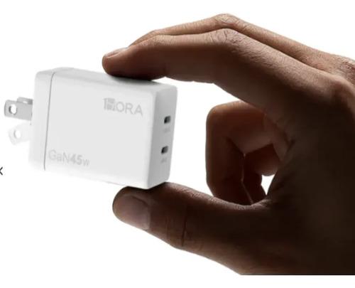 Cargador Carga Rapida 1hora Gan 45w 2 Puertos Usb Tipo C