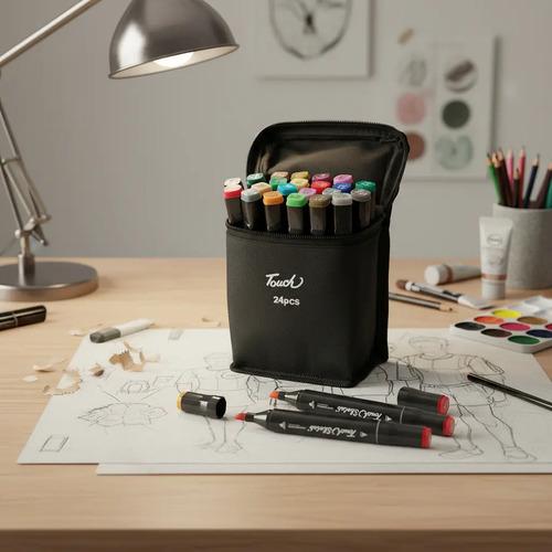 24 Plumones Marcadores Touch Doble Punta Set Dibujo Arte