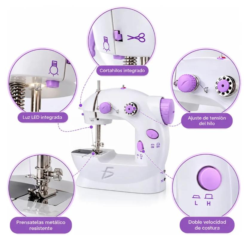 Mini máquina de coser mecanica Ele-Gate portable color blanco Ele-Gate