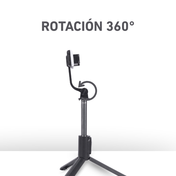 Tripie y Selfie Stick Bluetooth 360° con Mini Control Remoto y Luz LED - imagen 5