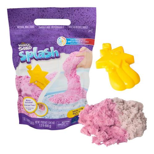 Bolsa de Arena Mágica Kinetic Sand Splash Rosa y Blanco Cambia de Color con Moldes