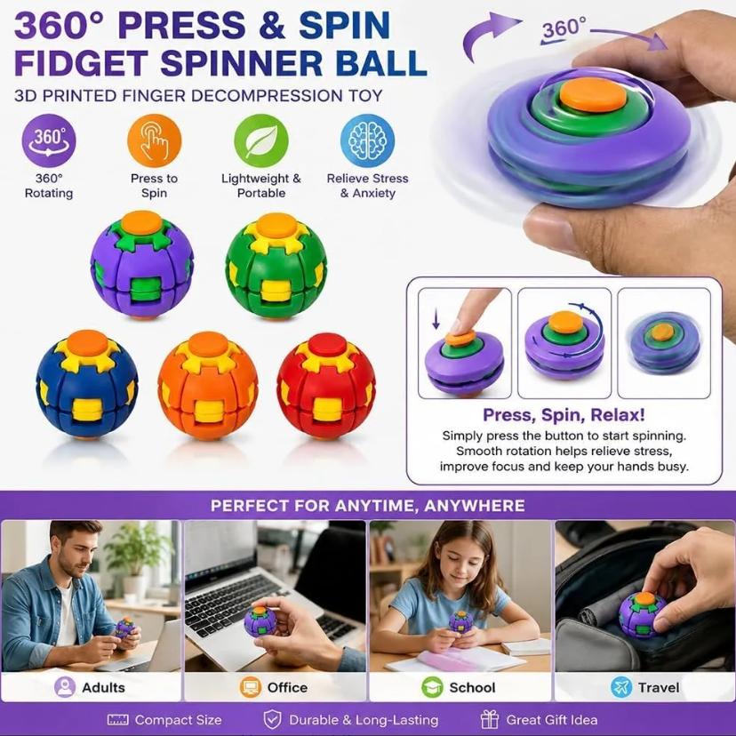 Pelota Antiestres Spinner Transformable Trompo Juguete Color Aleatorio