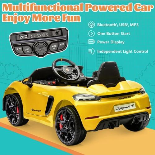 Carro Eléctrico Infantil Tipo Porsche 718 Spyder Amarillo con Control y MP3