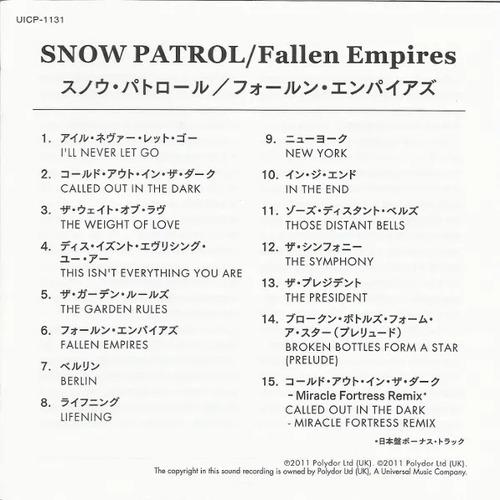 Cd Snow Patrol Fallen Empires Edicion Japonesa Obi Uicp-1131