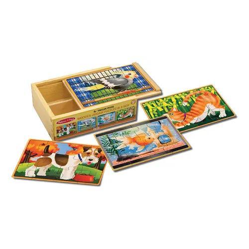 4 Rompecabezas De Mascotas Melissa & Doug De Madera 12 Pz