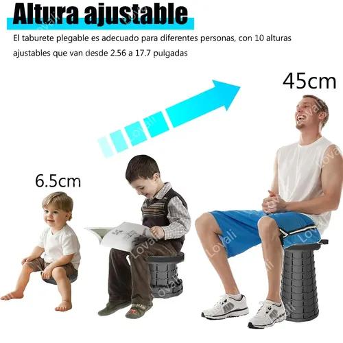 Banco Plegable Retráctil Telescópico Portátil Camping Taburete Circular Grande Plástico Porygon Antideslizante Con Correa Ajustable Soporta 180kg Taburete Ideal Para Fútbol, Picnic, Playa, Bbq, Pesca