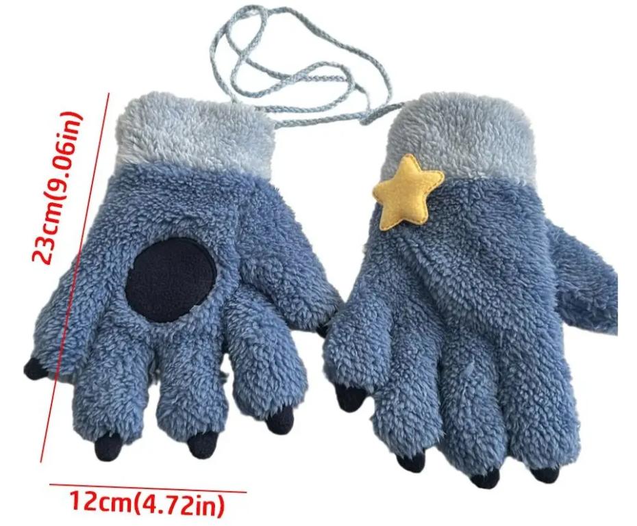 Guantes con Garras y Estrella Azul | Par de Felpa para Cosplay