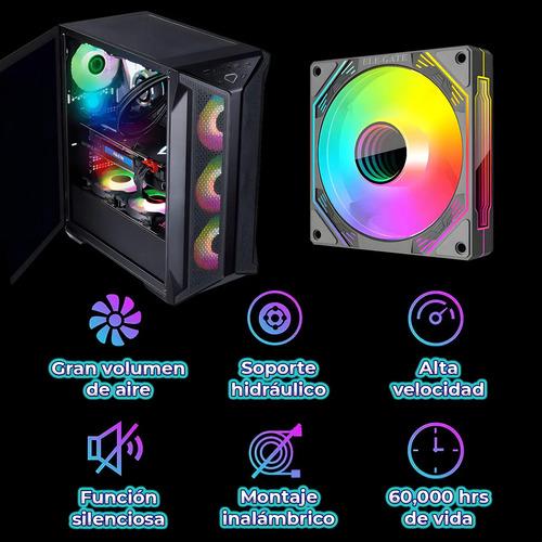Ventilador para PC 120mm RGB Refrigeración Silenciosa Pwm con LED y Diseño en Color Negro Ele-Gate