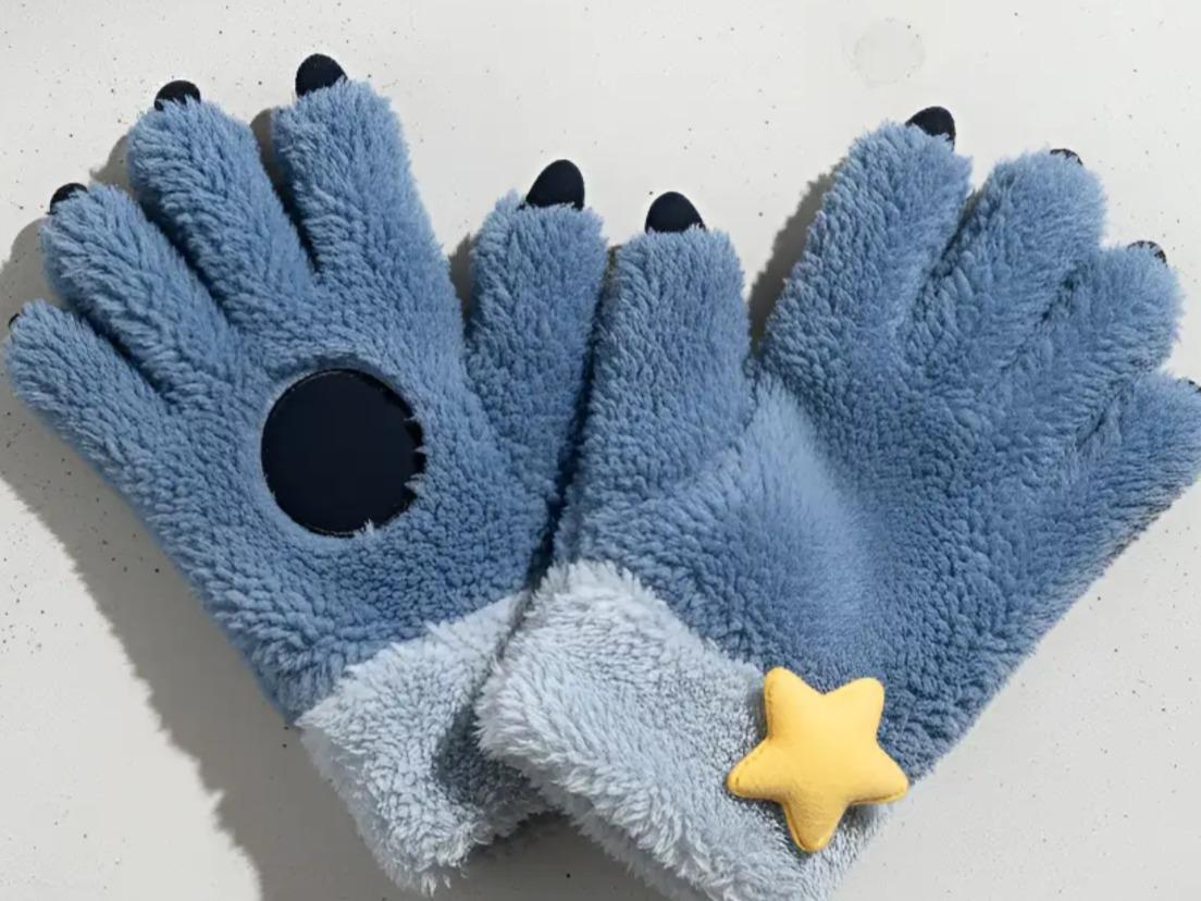 Guantes con Garras y Estrella Azul | Par de Felpa para Cosplay