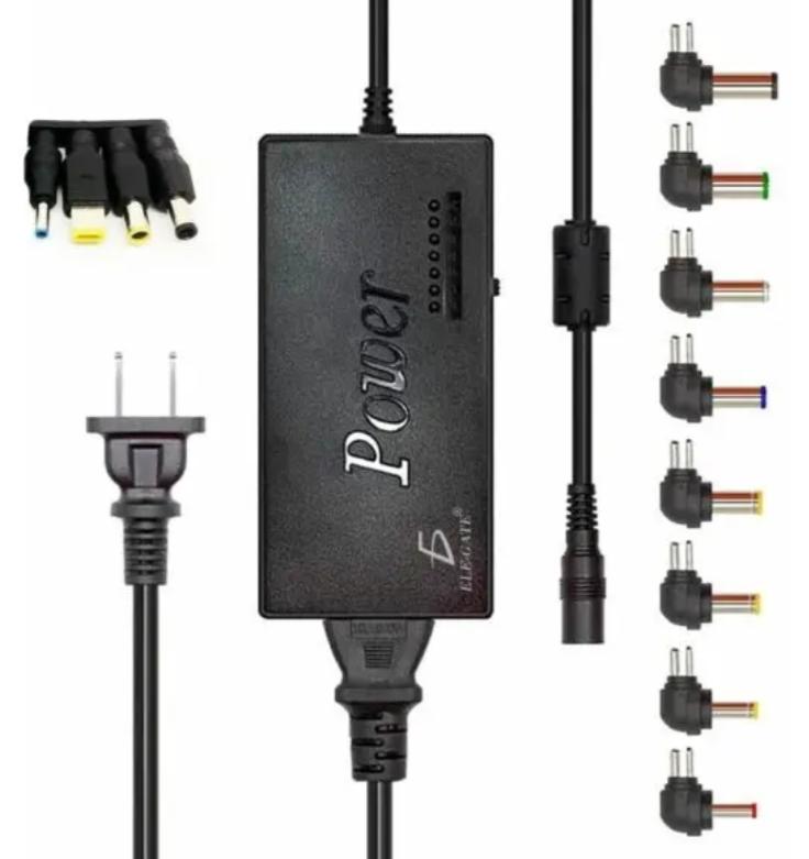 Cargador Universal Multilaptops 12 conectores 12–24v 96w Conectores Intercambiables Máxima Compatibilidad Color Negro Ele-Gate