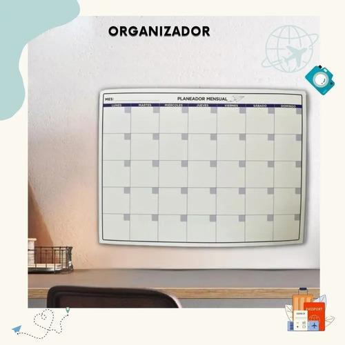 Pizarrón Planeador Mensual Doble Vista 60x45 Plumones Agenda