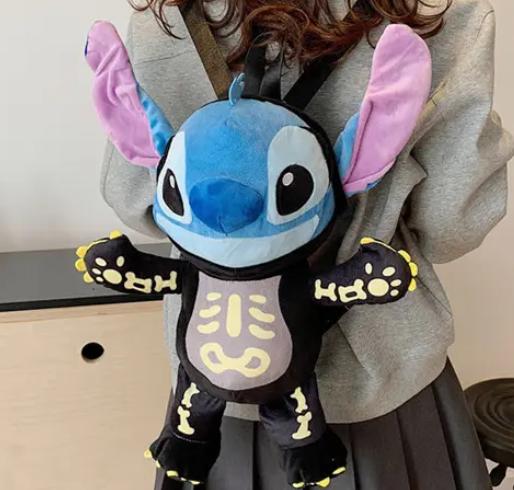 Mochila Peluche Stitch Disfraz Araña Y Esqueleto Edicion Especial 35cm