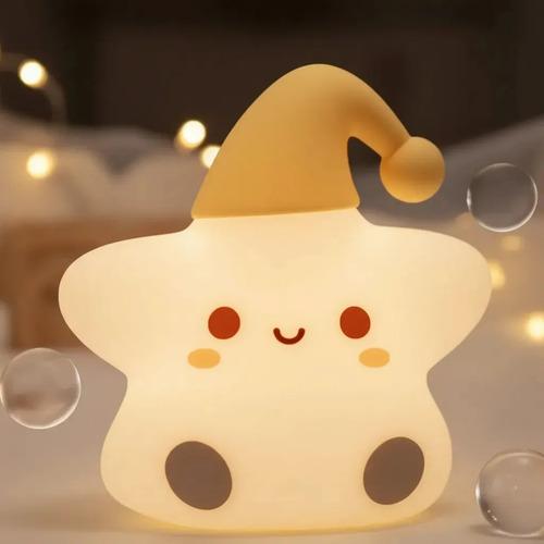Lampara De Noche Led Silicona Estrella Kawaii Luz Veladora