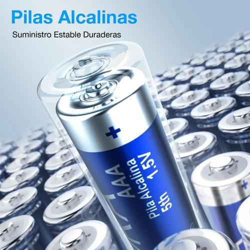 Pilas AAA Alcalinas 1Hora de Larga Duración, Pack con 40 Unidades para Dispositivos