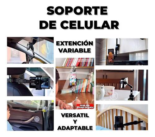 Soporte Para Celular Ele-Gate HOLD.64 Auto Espejo Retrovisor Articulado Color Negro