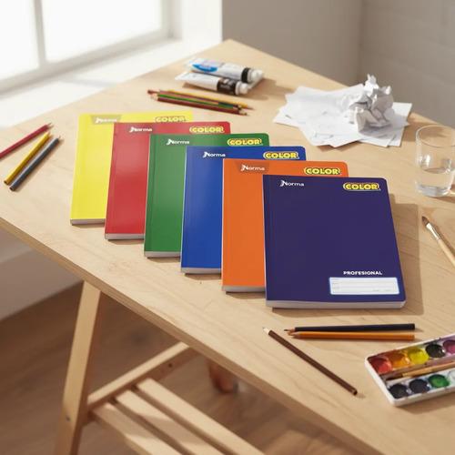Cuadernos Norma Color  - 100 Hojas Cosidos Pack 6 Pasta Dura CUADRO CHICO