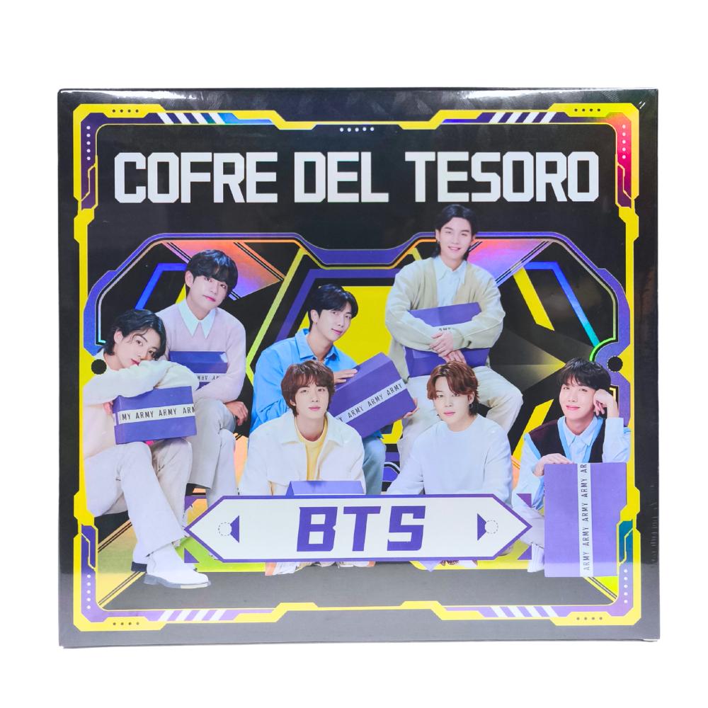 Cofre del Tesoro BTS Caja Coleccionable con productos KPOP Sorpresa 20 pzas (Stickers, postales, separadores, libretas y más)