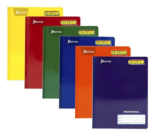 Cuadernos Norma Color  - 100 Hojas Cosidos Pack 6 Pasta Dura CUADRO GRANDE