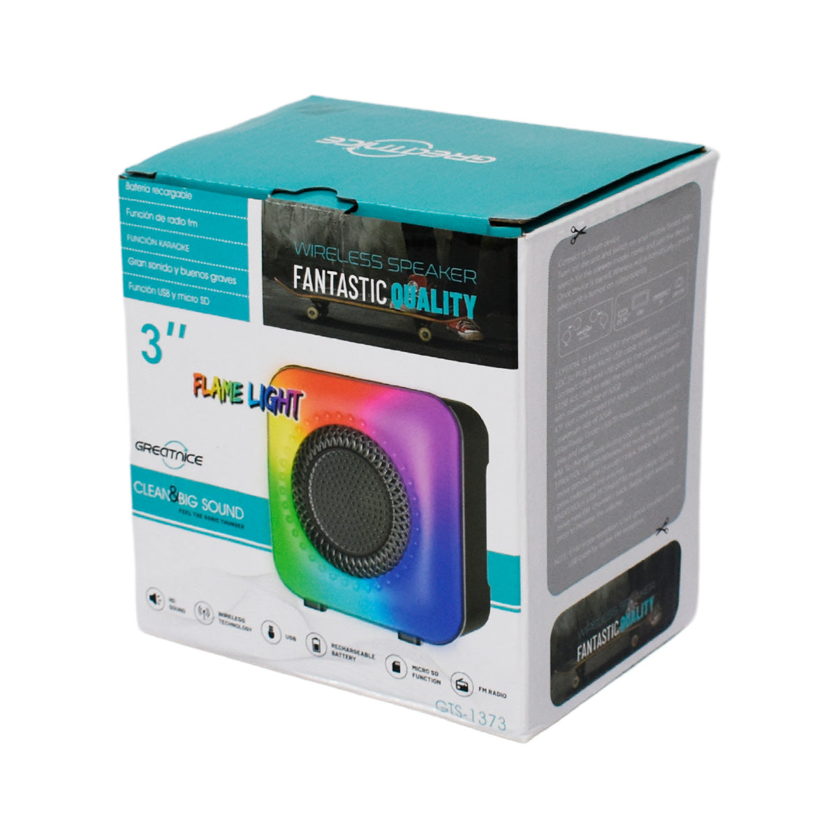 Bocina Bluetooth Portátil 3″ Luz RGB tipo Flama - imagen 6