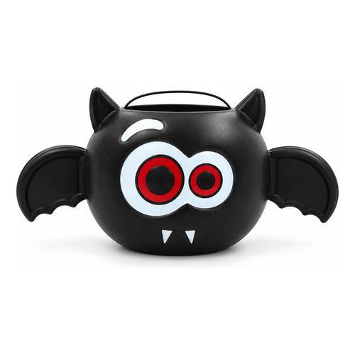 Cubo Dulcero de Murciélago para Halloween - Recipiente de Plástico con Alas y Asa para Dulces (Trick or Treat)