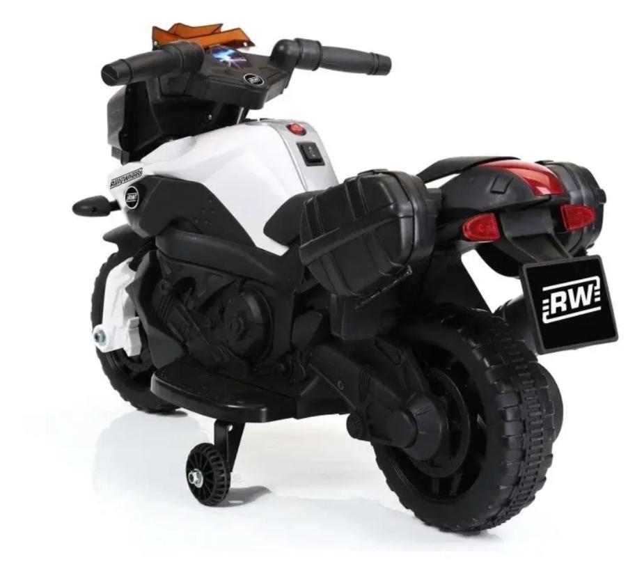 Moto Eléctrica Montable Rally Wheels para Niños Blanco y Negro con Control Manual
