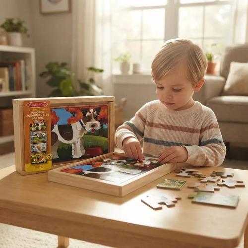 4 Rompecabezas De Mascotas Melissa & Doug De Madera 12 Pz