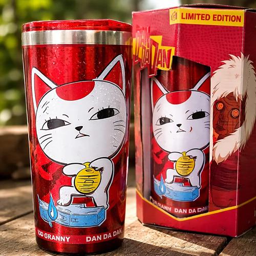 Termo Vaso Tumbler Acero Inoxidable Dandadan Turbo Abuela Gato Maneki-Neko (600 ml)