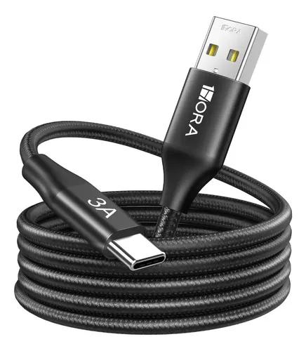 Cable TIPO C a USB-A 60W PD 3A 2M 1HORA Carga Rápida USB 2.0 Nylon Trenzado,Compatible Samsung S24 S23 S22 A16,Xiaomi Redmi Note,POCO,Motorola G15 G35,Huawei,Tablet,Power Bank.Para Hogar,Oficina,Viaje