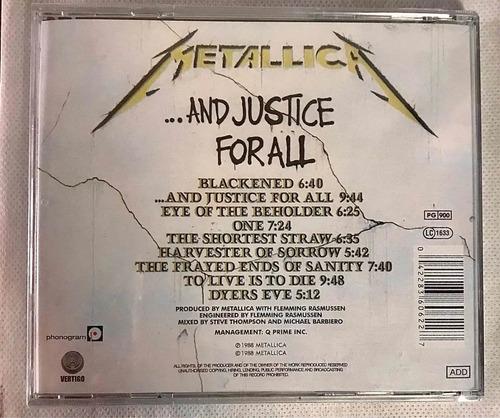 Metallica And Justice For All CD Físico 1988 Caja Plástica Universal Music