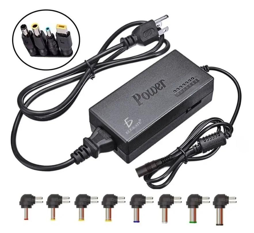 Cargador Universal Multilaptops 12 conectores 12–24v 96w Conectores Intercambiables Máxima Compatibilidad Color Negro Ele-Gate
