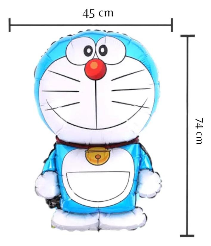Kit Doraemon de 5 Globos Metalizados | Fiesta Azul y Dorada Set