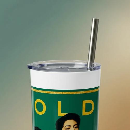 Termo Metálico Kpop Con Popote Vaso Térmico De Acero Golden
