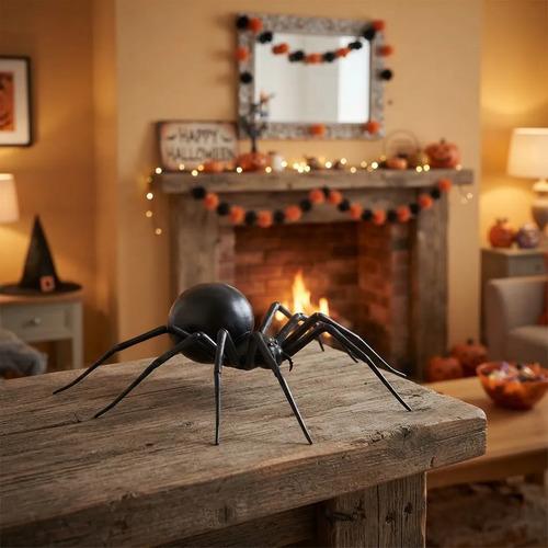 Paquete De Arañas Halloween Negras, 12 Pzs 25 Cm