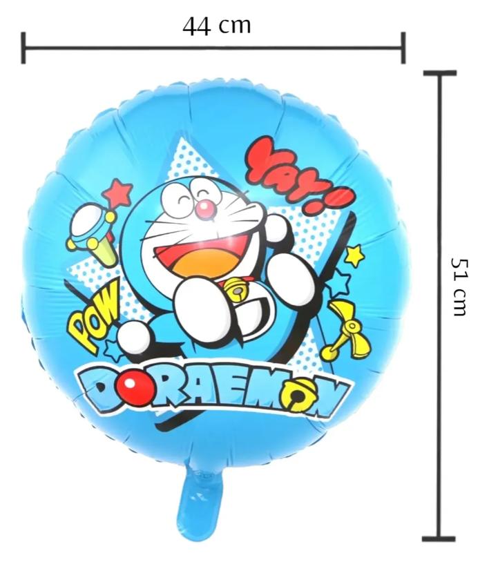 Kit Doraemon de 5 Globos Metalizados | Fiesta Azul y Dorada Set