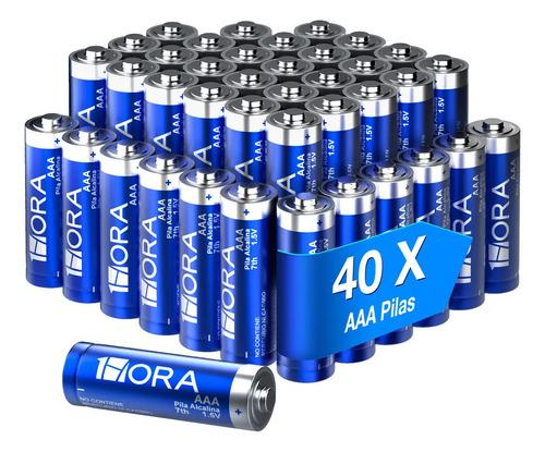 Pilas AAA Alcalinas 1Hora de Larga Duración, Pack con 40 Unidades para Dispositivos