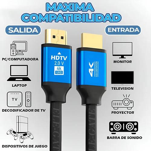 Cable Hdmi 2.0 4k Uhd 18gbps Alta Velocidad Conector Metálic