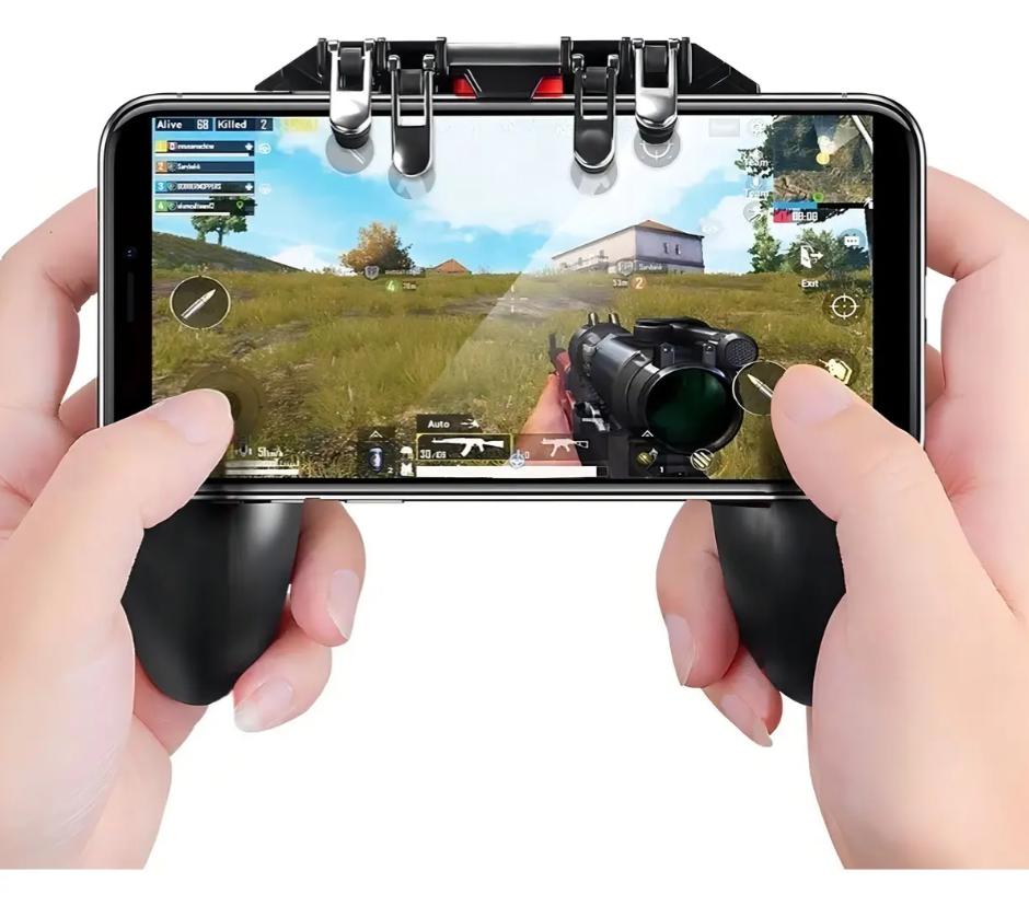 Control Mando Mecanico Android 4 Gatillos Pubg Freefire Color Negro Ele-Gate MUY UTIL PARA DIVERSOS JUEGOS