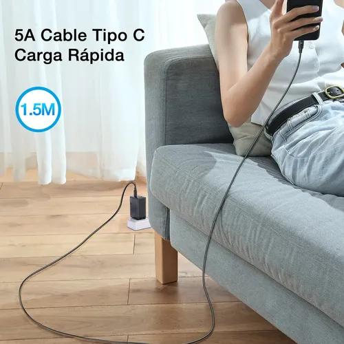 Cargador Tipo C 65W PD GaN 1Hora con 3 Puertos, Cubo de Carga Rápido Pared con Cable USB C a C Compatible con iPhon 17 16 15 Pro MAX, Samsung Galaxy S26 S25 S23 S22 A16, MacBook Pro/Air, iPad Pro