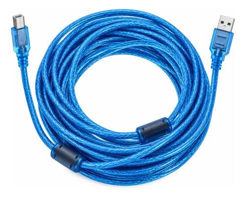 Cable Azul Usb A-B Macho de 5m para Impresora Escaner Multifuncional