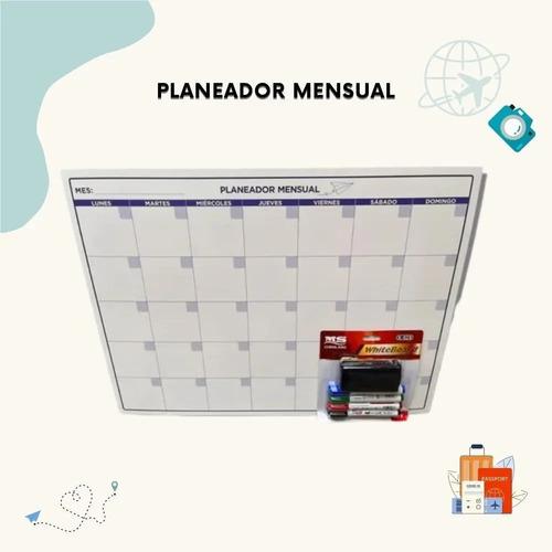 Pizarrón Planeador Mensual Doble Vista 60x45 Plumones Agenda