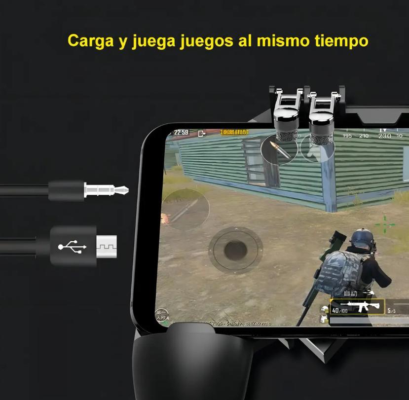 Control Mando Mecanico Android 4 Gatillos Pubg Freefire Color Negro Ele-Gate MUY UTIL PARA DIVERSOS JUEGOS